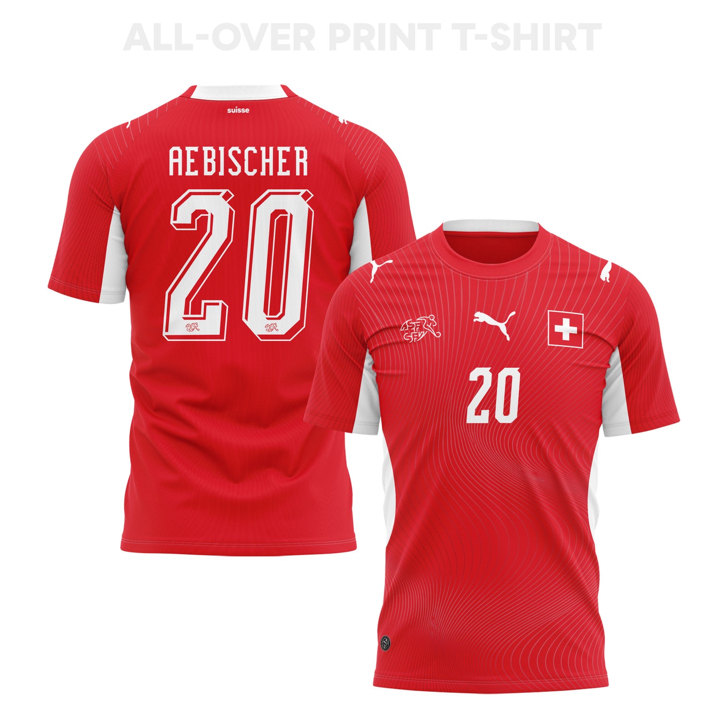 Michel Aebischer 20 Switzerland 2026 Home 3D T-Shirt Fully Printed – Unisex, Red