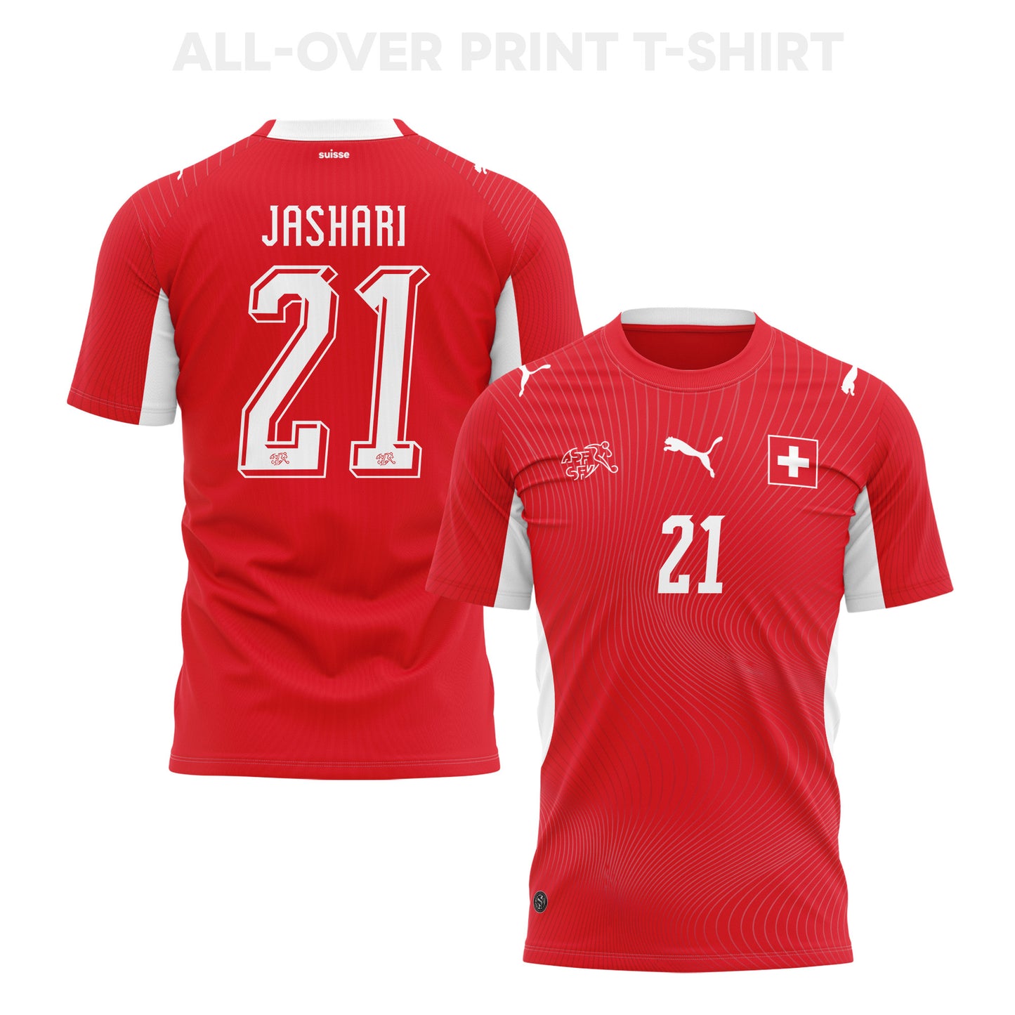 Ardon Jashari 21 Switzerland 2026 Home 3D T-Shirt Fully Printed – Unisex, Red
