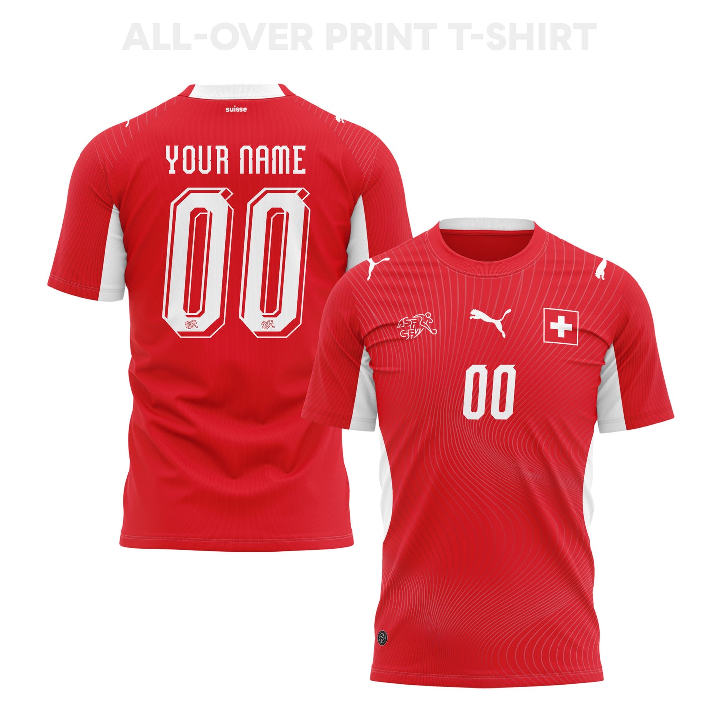 Switzerland 2026 Home 3D T-Shirt Fully Printed – Personalized – Unisex, Red