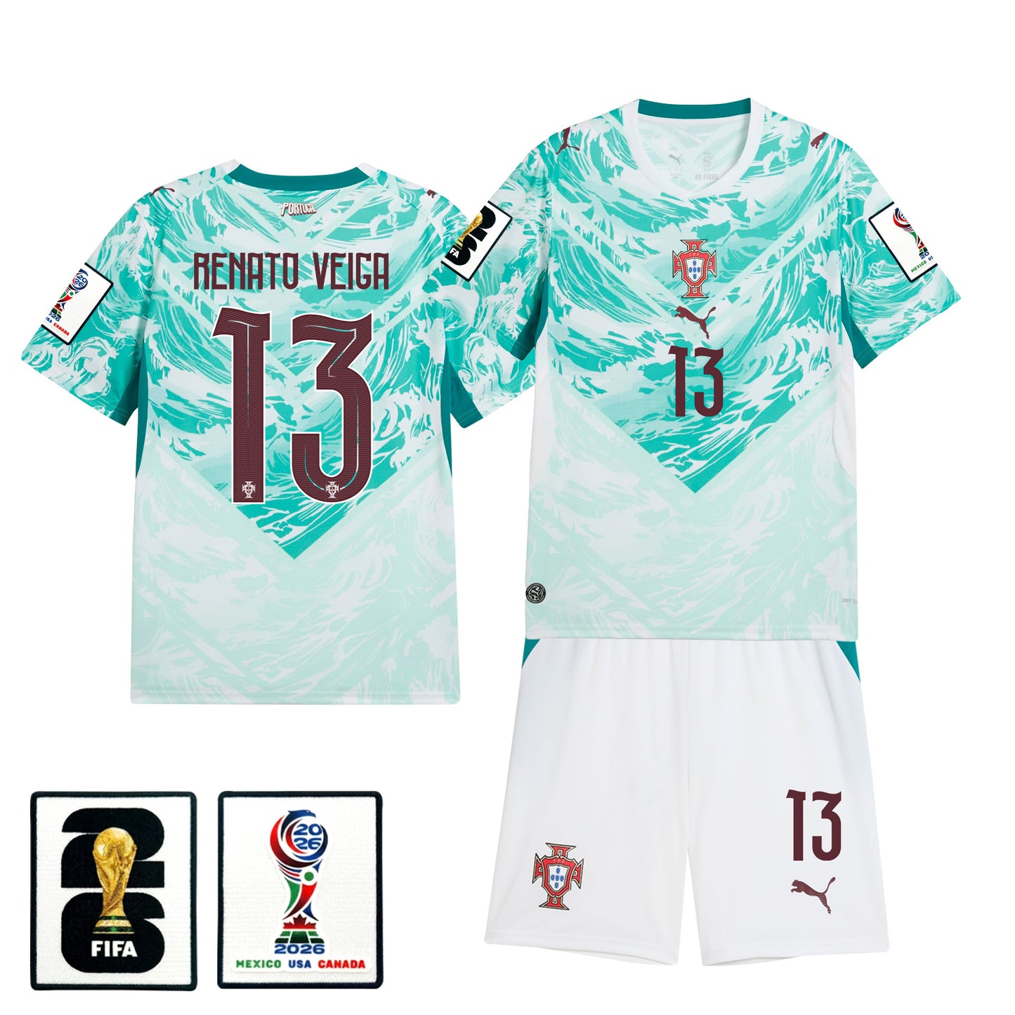 Renato Veiga 13 Portugal 2026 Away Men Jersey & Shorts Set – White