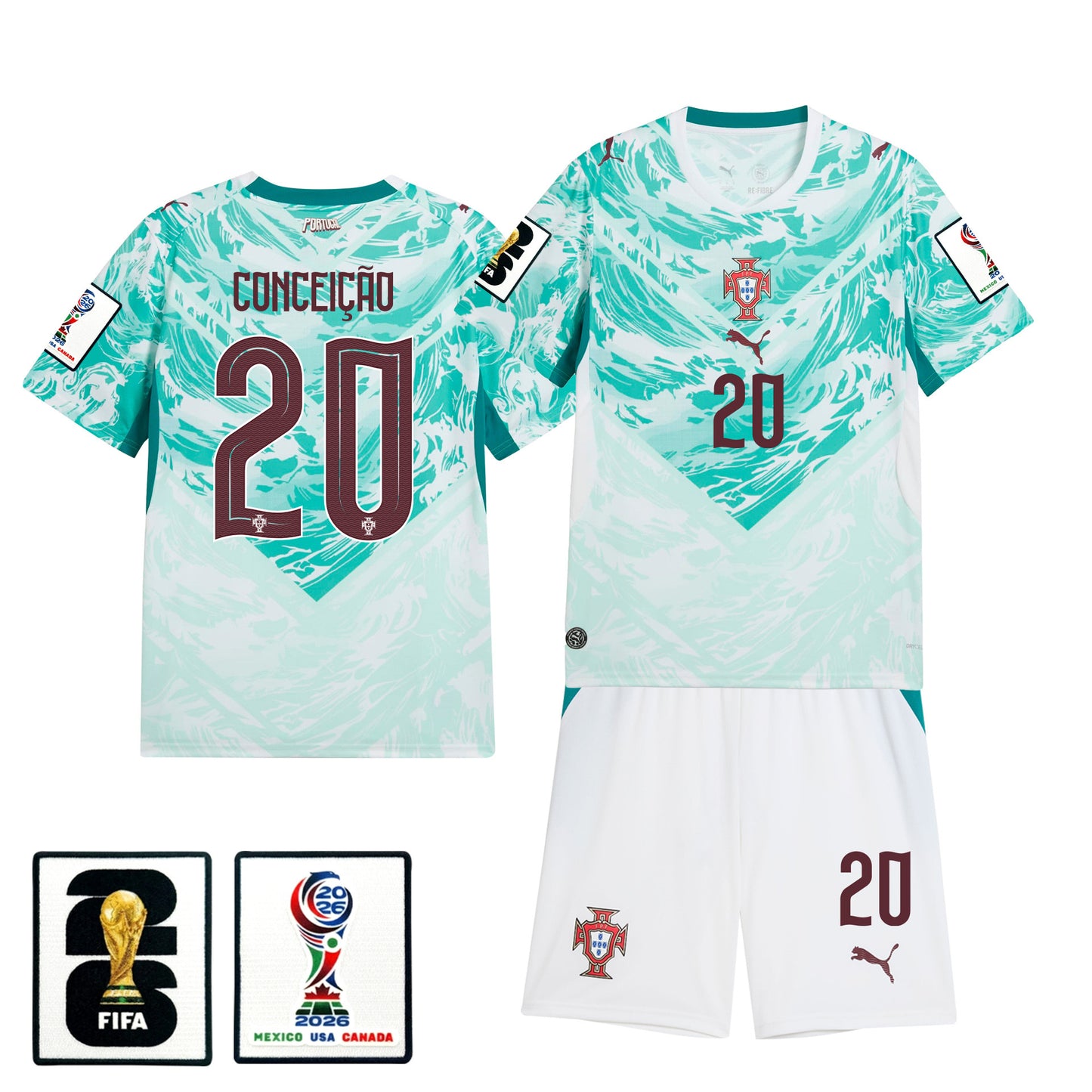 Francisco Conceição 20 Portugal 2026 Away Men Jersey & Shorts Set – White