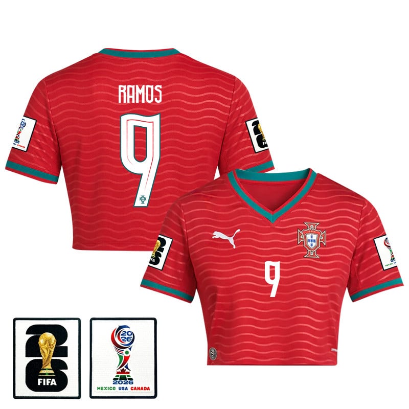 Gonçalo Ramos 9 Portugal 2026 Home Women's Cropped Jersey - Red