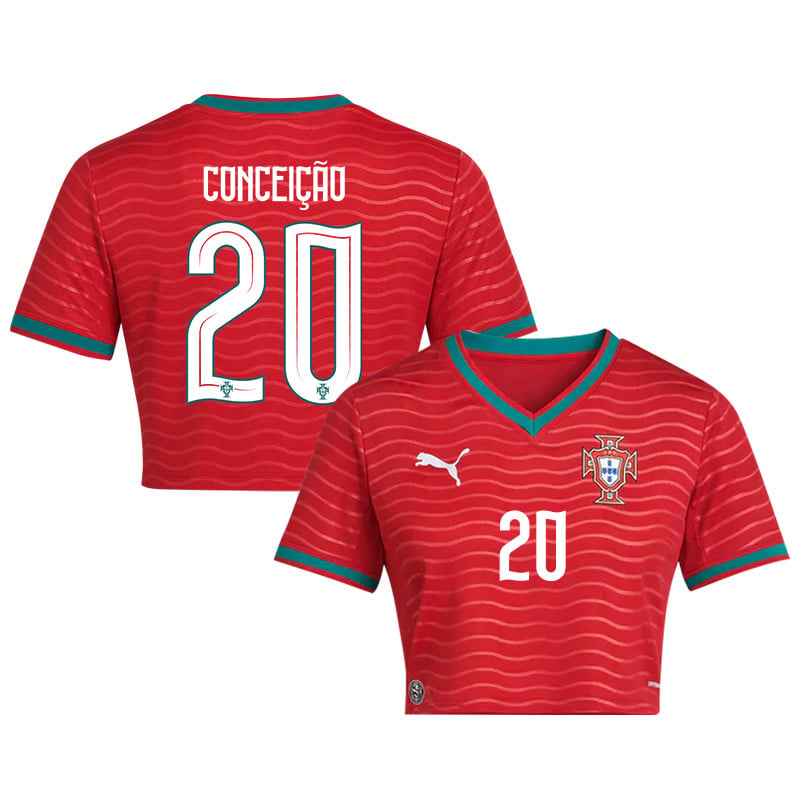 Francisco Conceição 20 Portugal 2026 Home Women's Cropped Jersey - Red