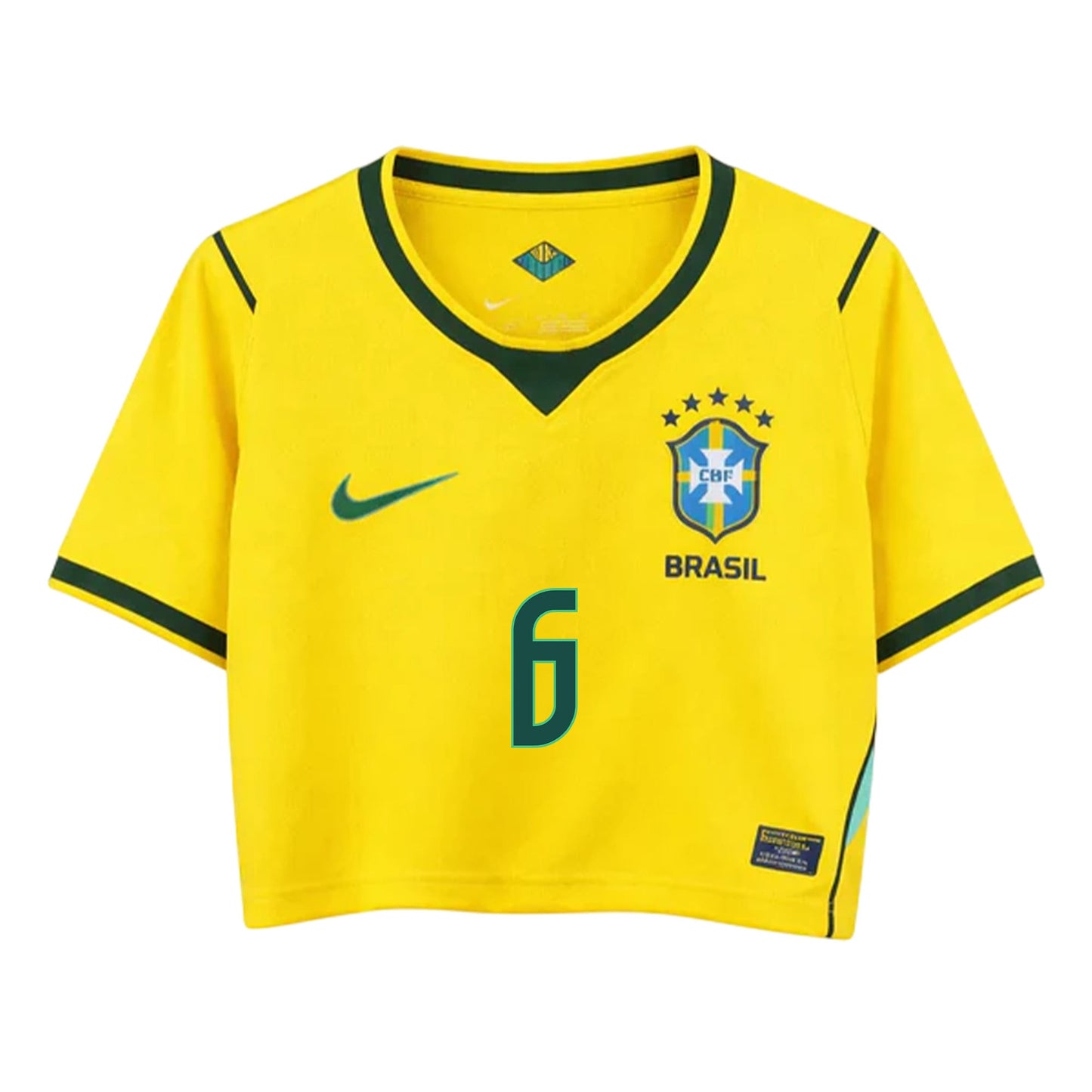 Alex Sandro 6 Brazil 2026 Home Women's Cropped Jersey - Yellow