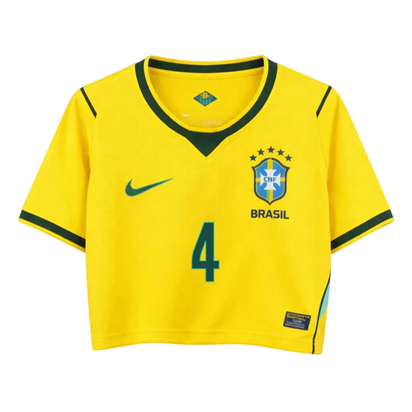Marquinhos 4 Brazil 2026 Home Women's Cropped Jersey - Yellow