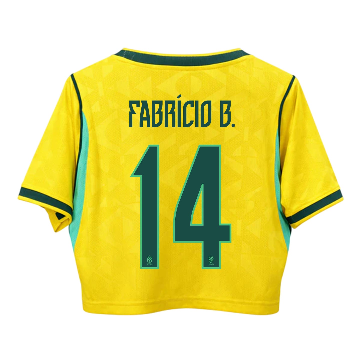 Fabrício Bruno 14 Brazil 2026 Home Women's Cropped Jersey - Yellow