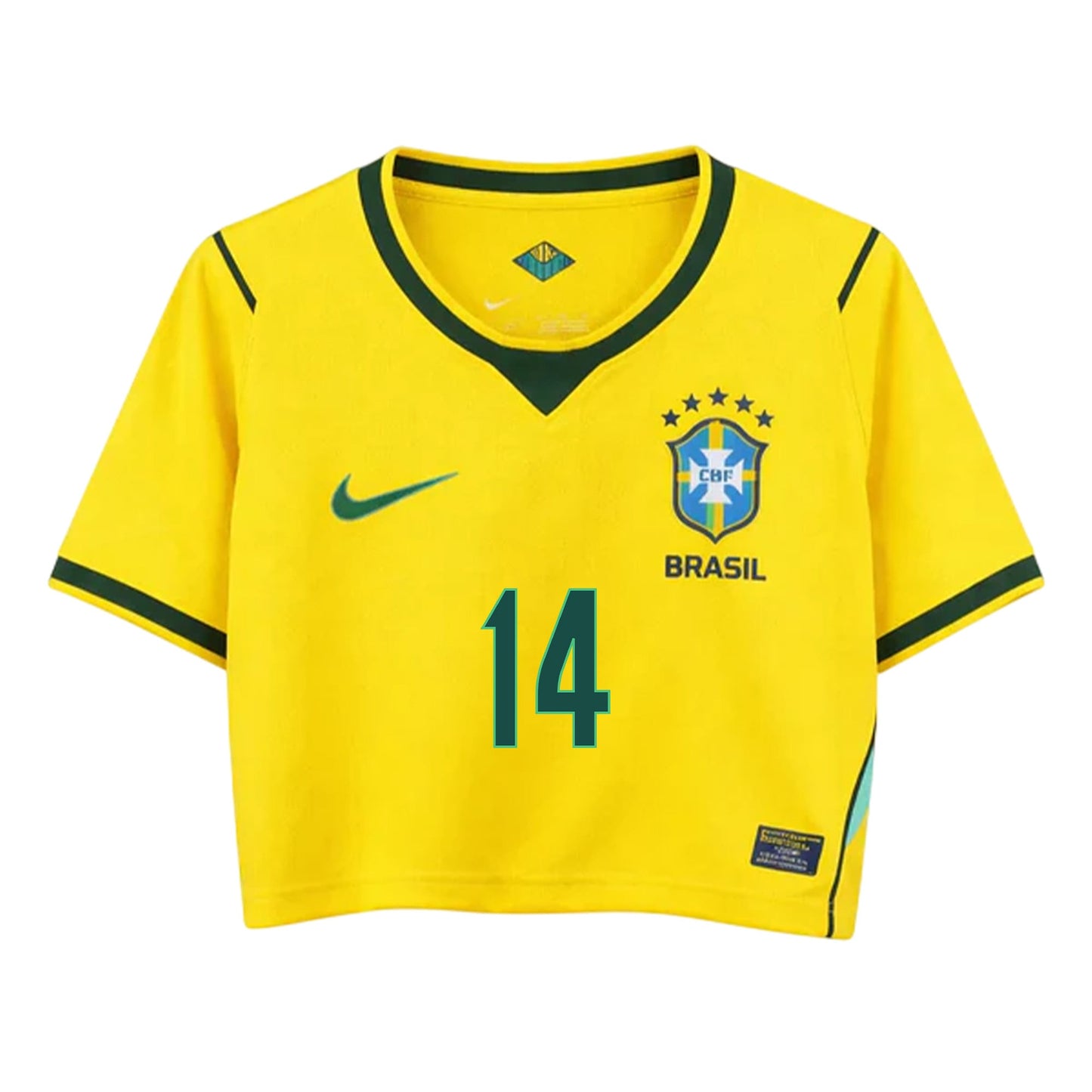 Fabrício Bruno 14 Brazil 2026 Home Women's Cropped Jersey - Yellow