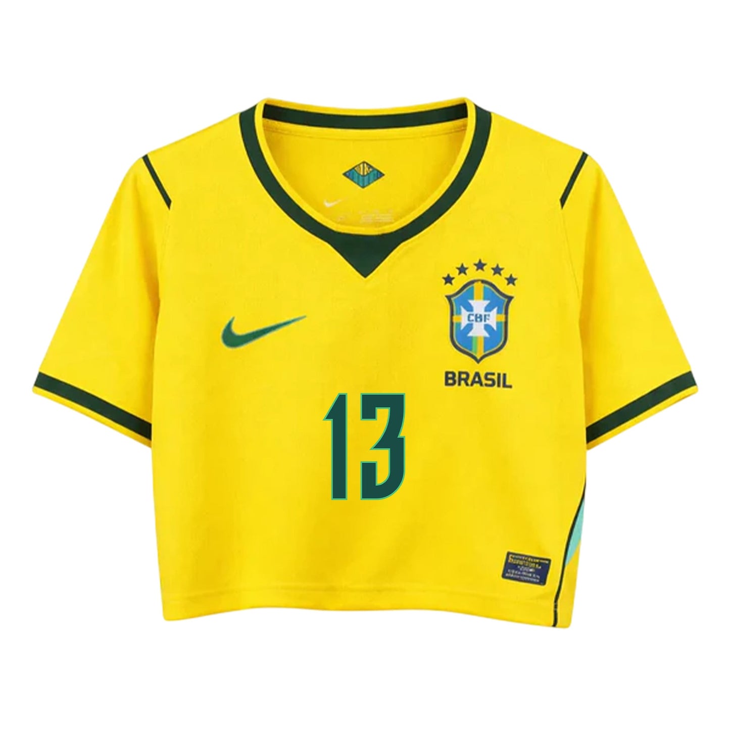 Wesley França 13 Brazil 2026 Home Women's Cropped Jersey - Yellow