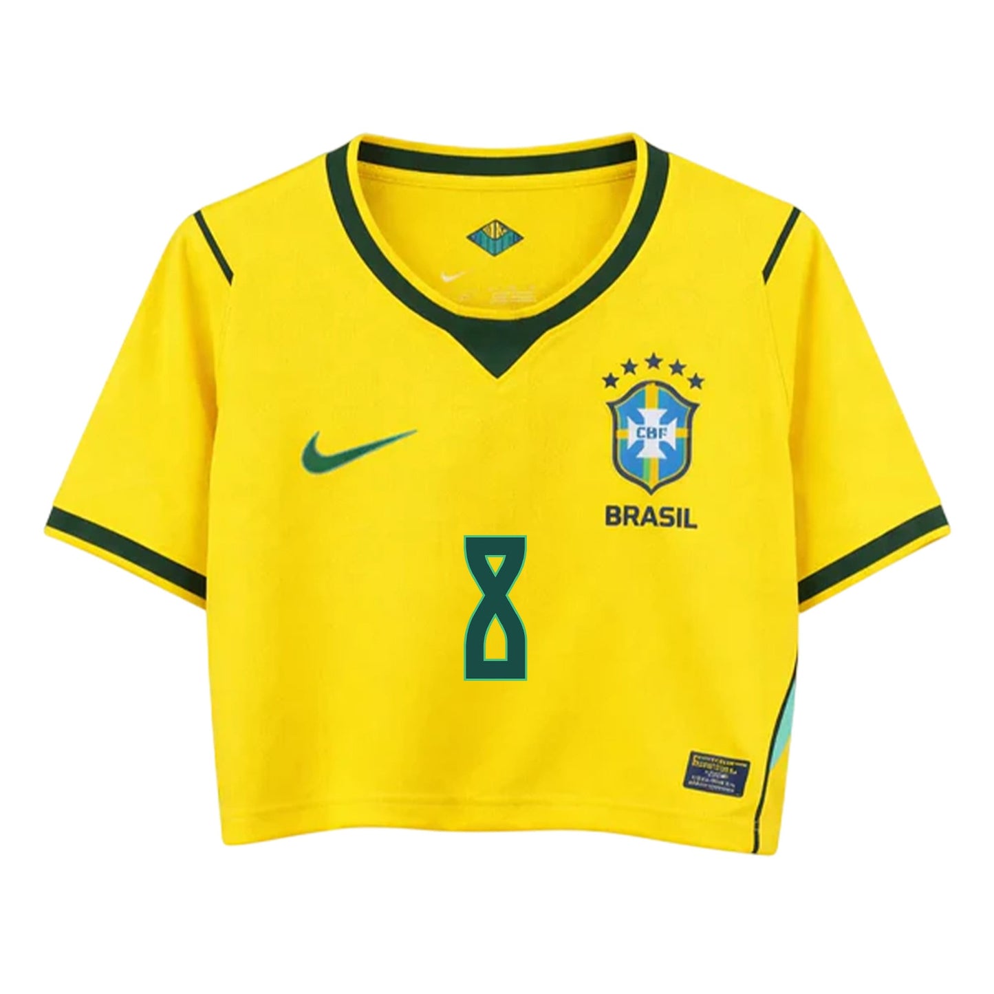 Bruno Guimarães 8 Brazil 2026 Home Women's Cropped Jersey - Yellow