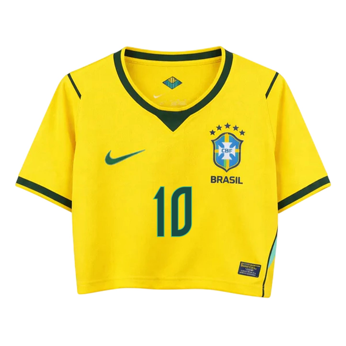 Rodrygo 10 Brazil 2026 Home Women's Cropped Jersey - Yellow