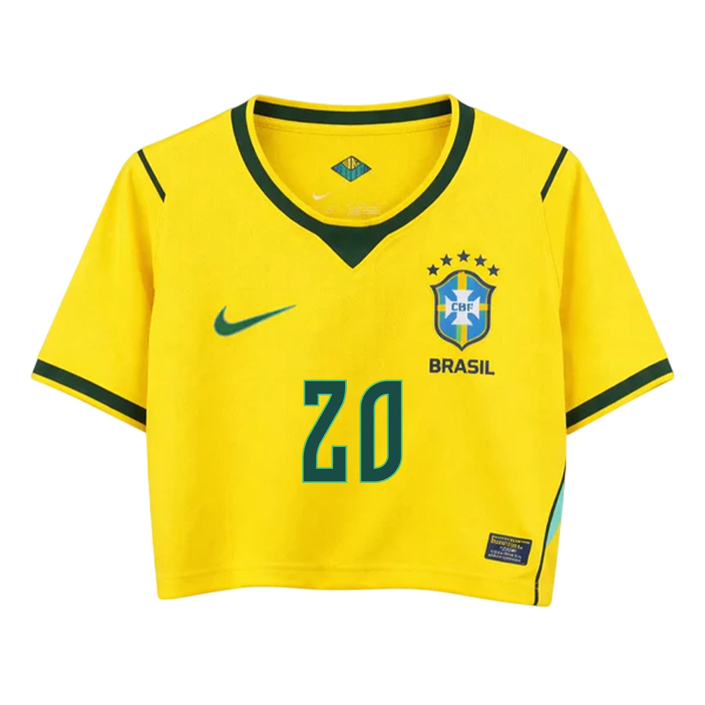 Estêvão 20 Brazil 2026 Home Women's Cropped Jersey - Yellow