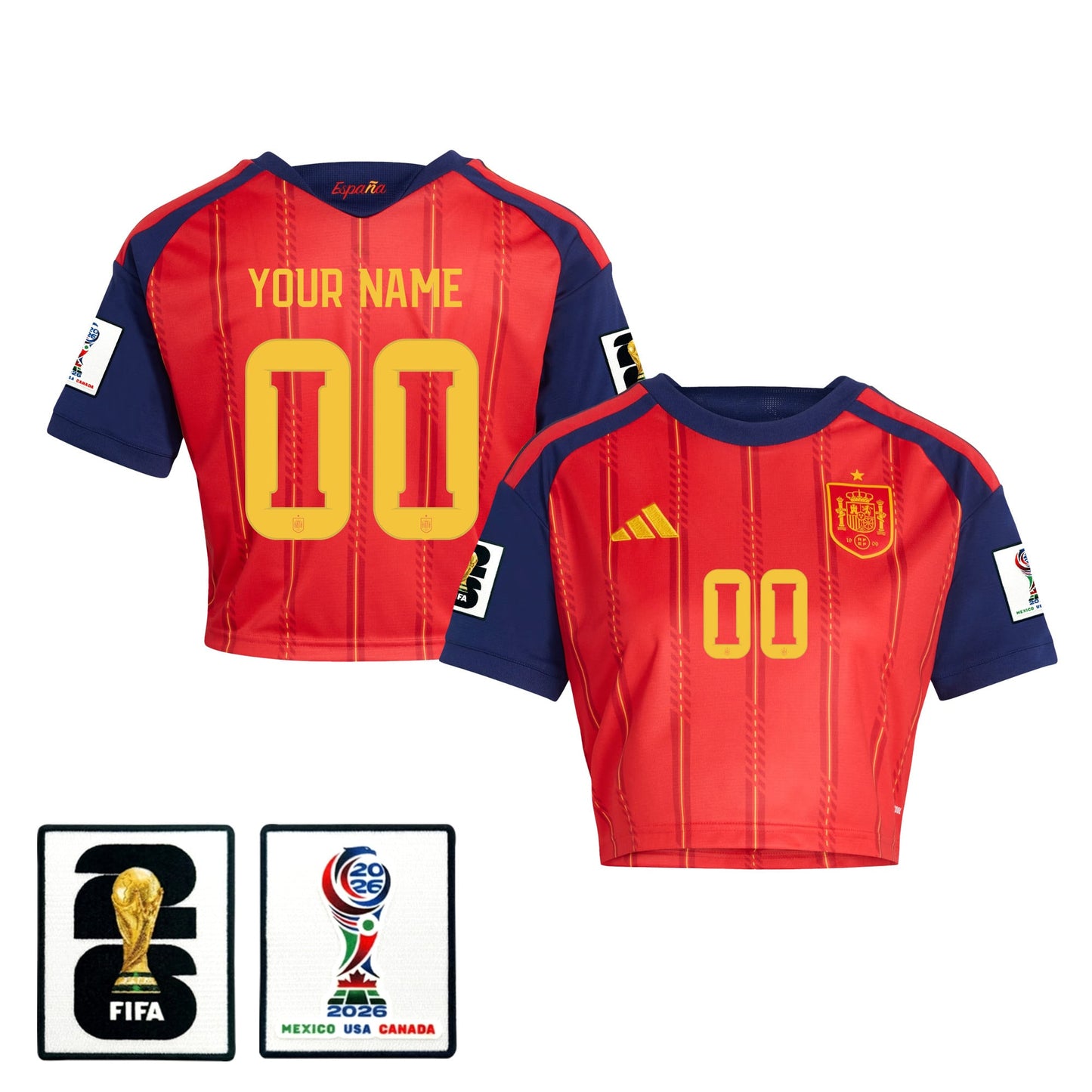 Spain 2026 Home Personalized Women's Cropped Jersey - Red