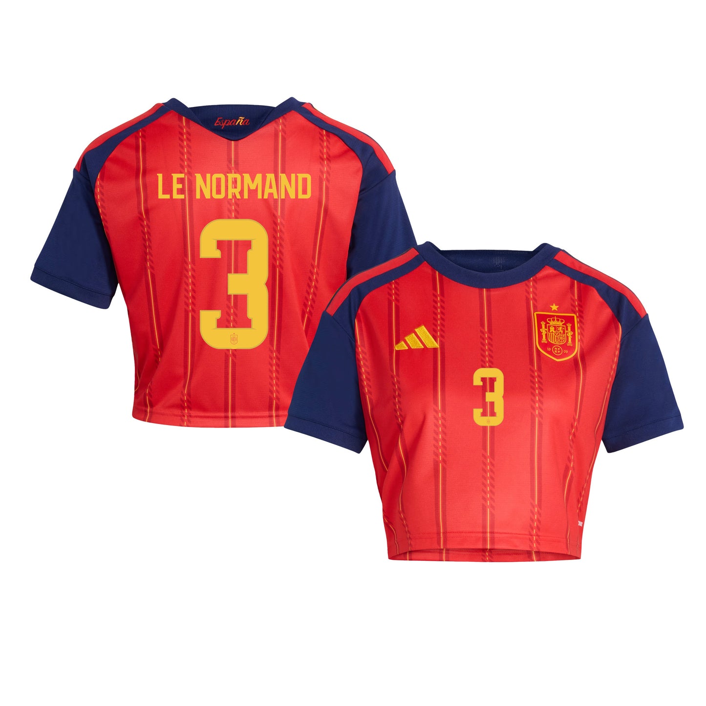 Robin Le Normand 3 Spain 2026 Home Women's Cropped Jersey - Red