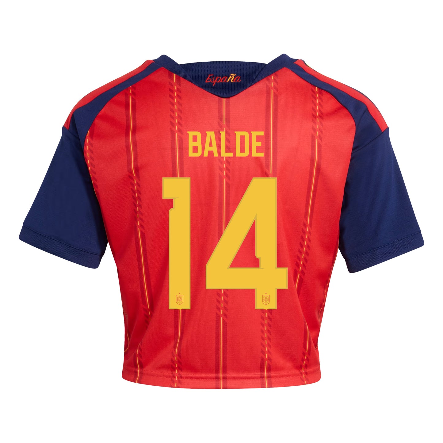 Alejandro Balde 14 Spain 2026 Home Women's Cropped Jersey - Red