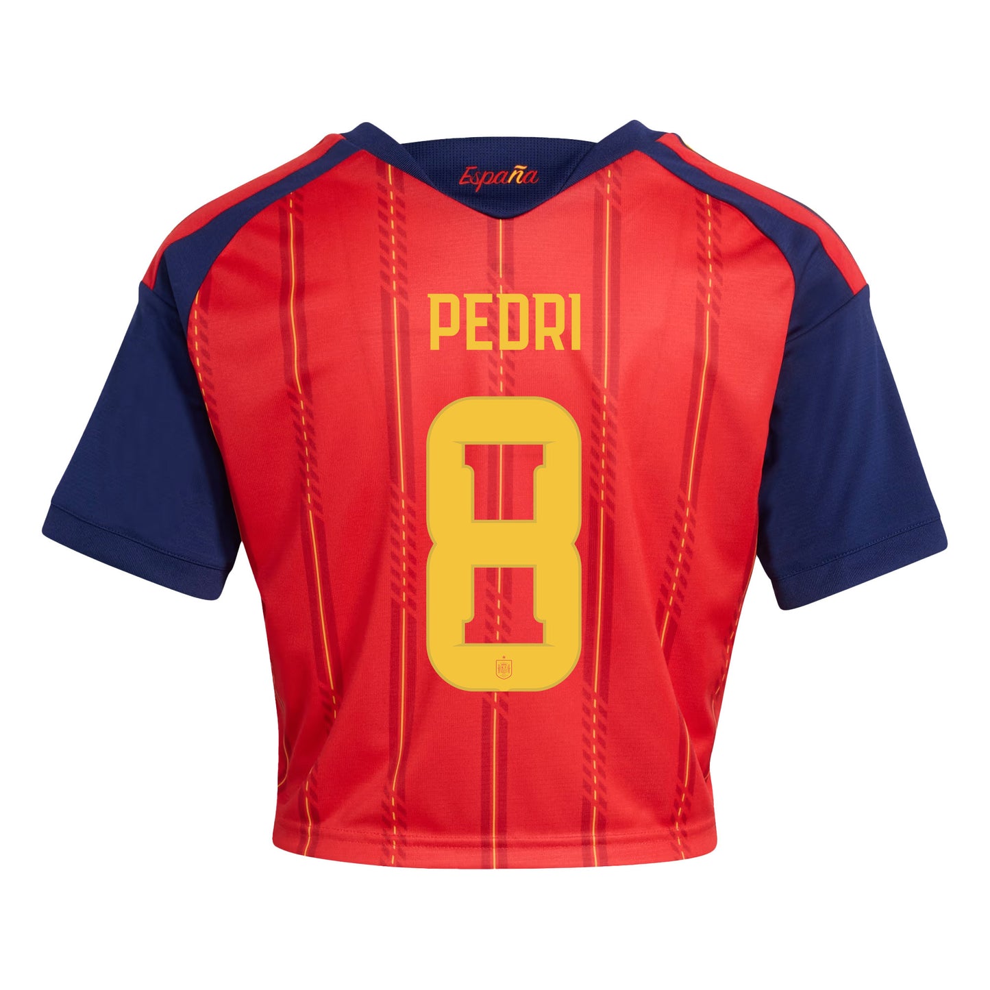 Pedri 8 Spain 2026 Home Women's Cropped Jersey - Red