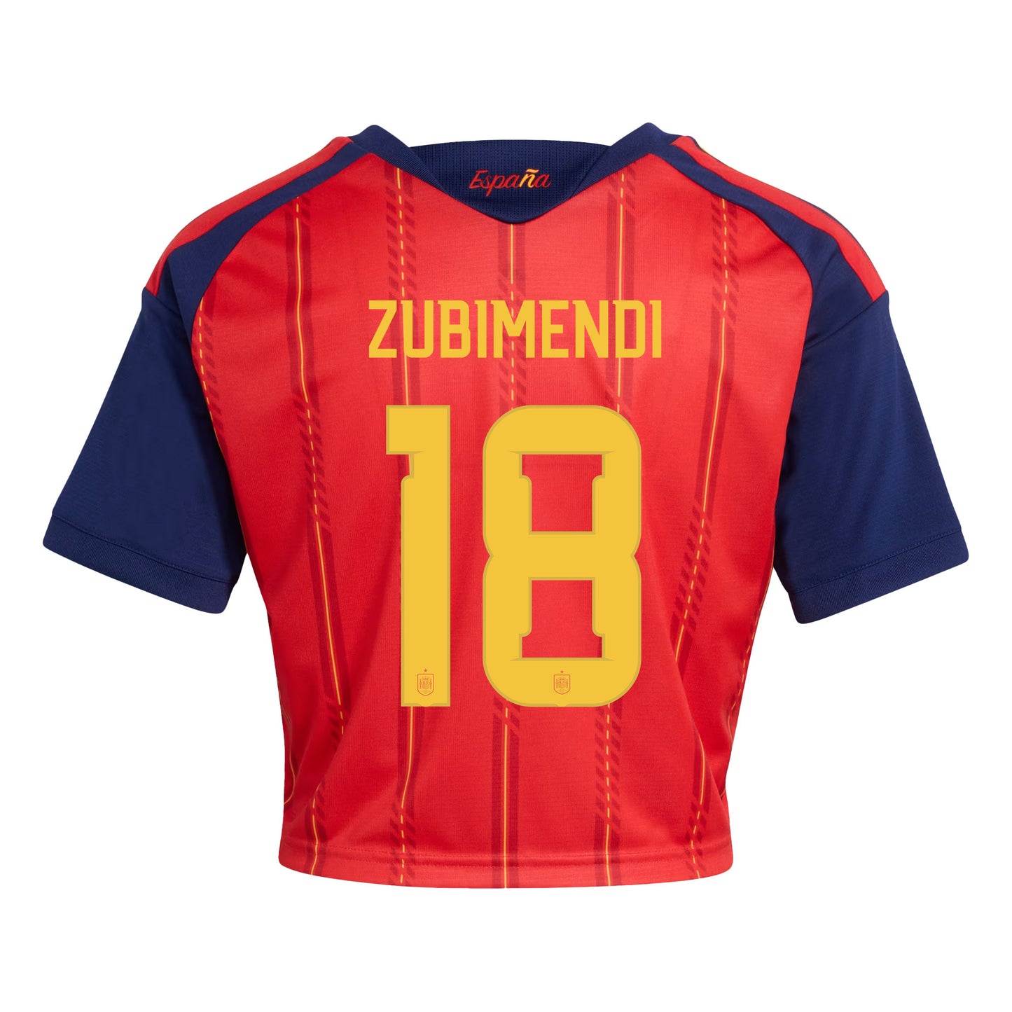 Martin Zubimendi 18 Spain 2026 Home Women's Cropped Jersey - Red