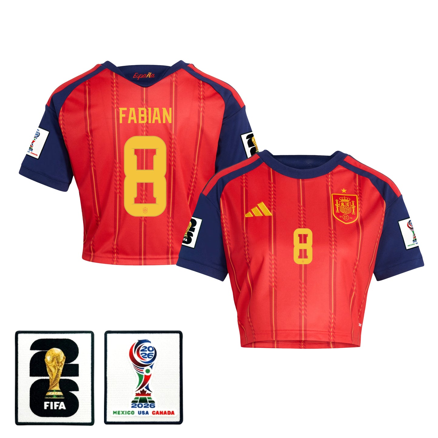 Fabián Ruiz 8 Spain 2026 Home Women's Cropped Jersey - Red