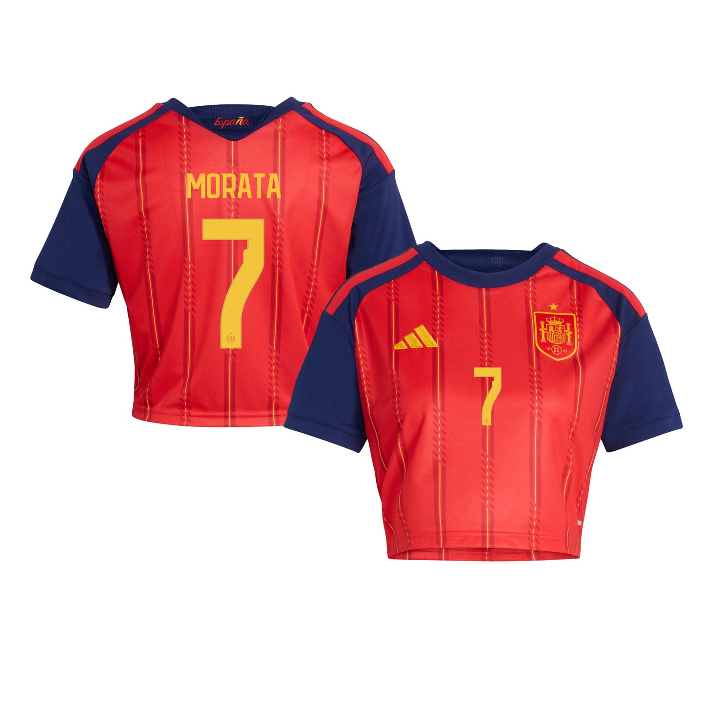 Álvaro Morata 7 Spain 2026 Home Women's Cropped Jersey - Red