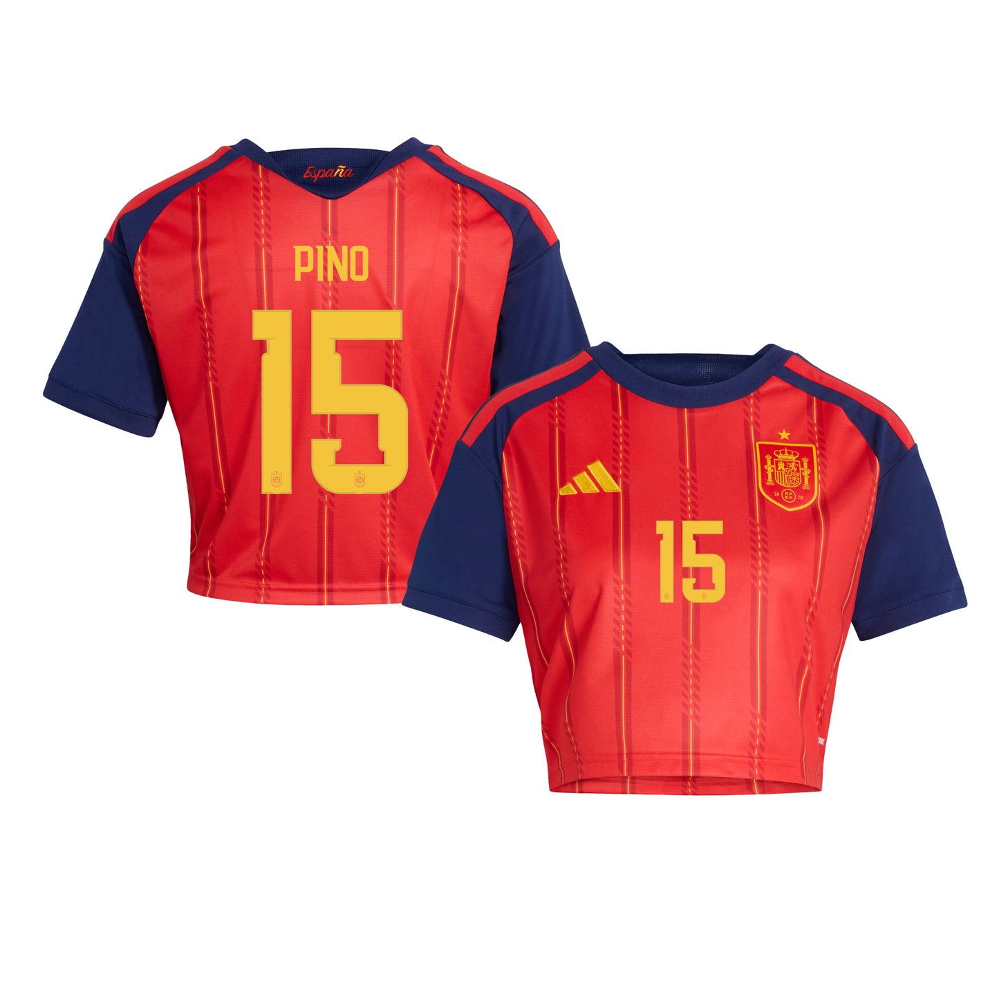 Yeremy Pino 15 Spain 2026 Home Women's Cropped Jersey - Red