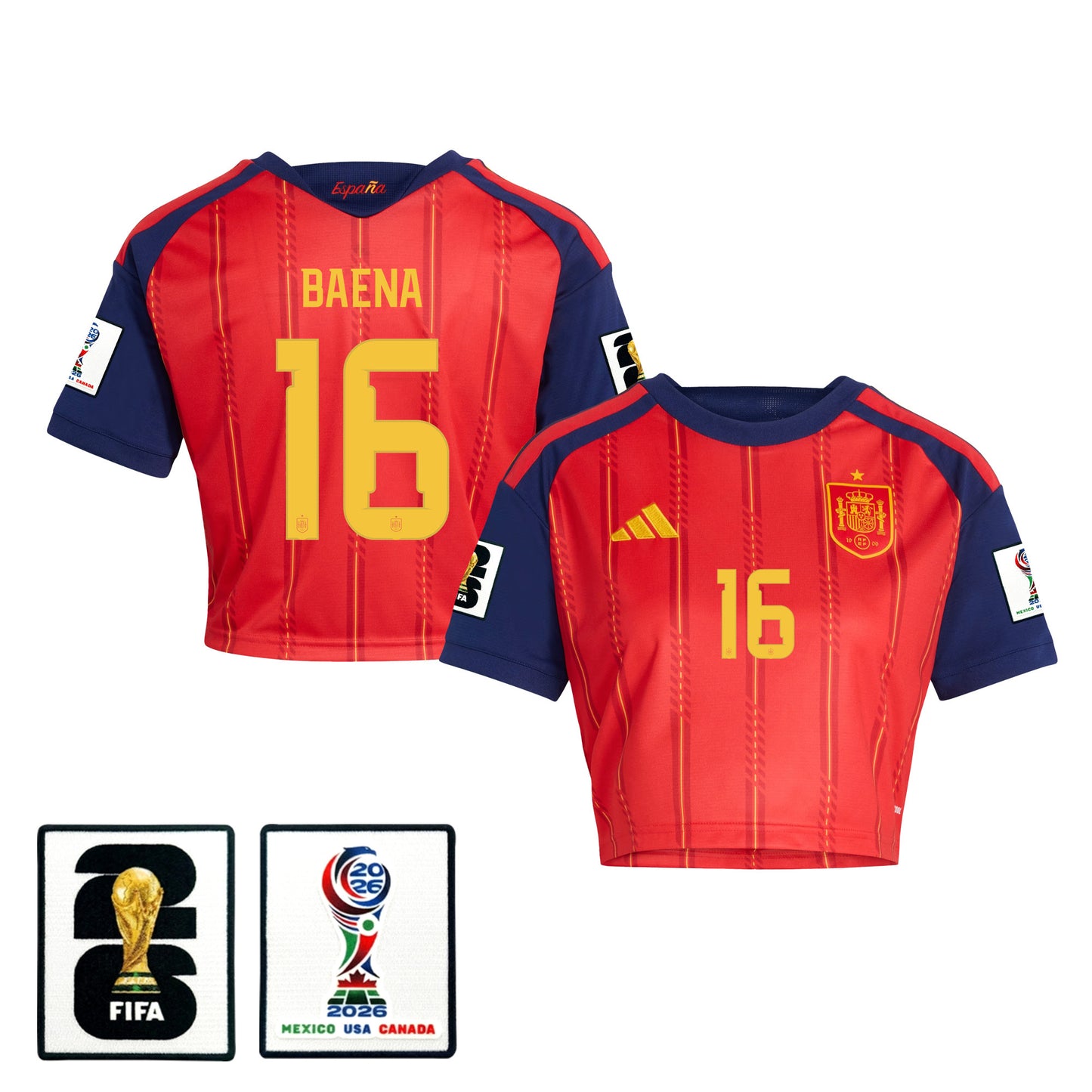 Alex Baena 16 Spain 2026 Home Women's Cropped Jersey - Red