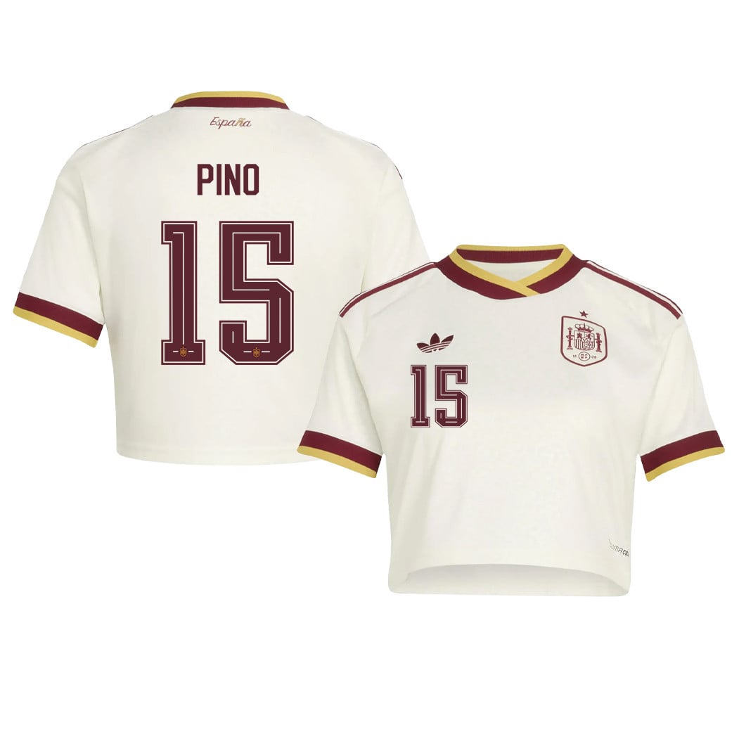 Yeremy Pino 15 Spain 2026 Away Women's Cropped Jersey - White