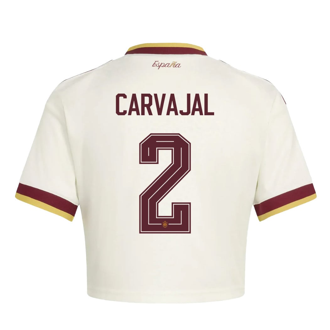 Dani Carvajal 2 Spain 2026 Away Women's Cropped Jersey - White