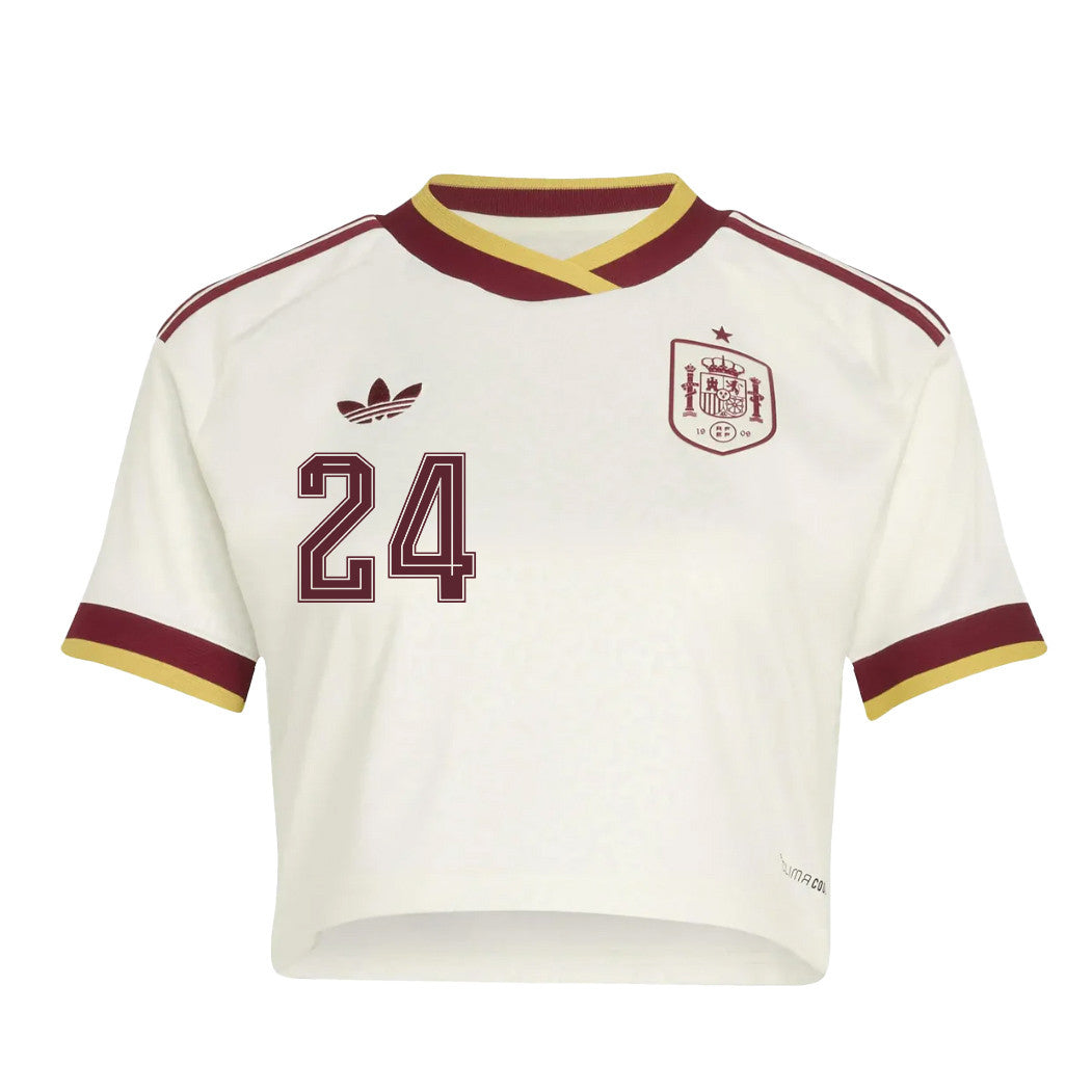 Marc Cucurella 24 Spain 2026 Away Women's Cropped Jersey - White