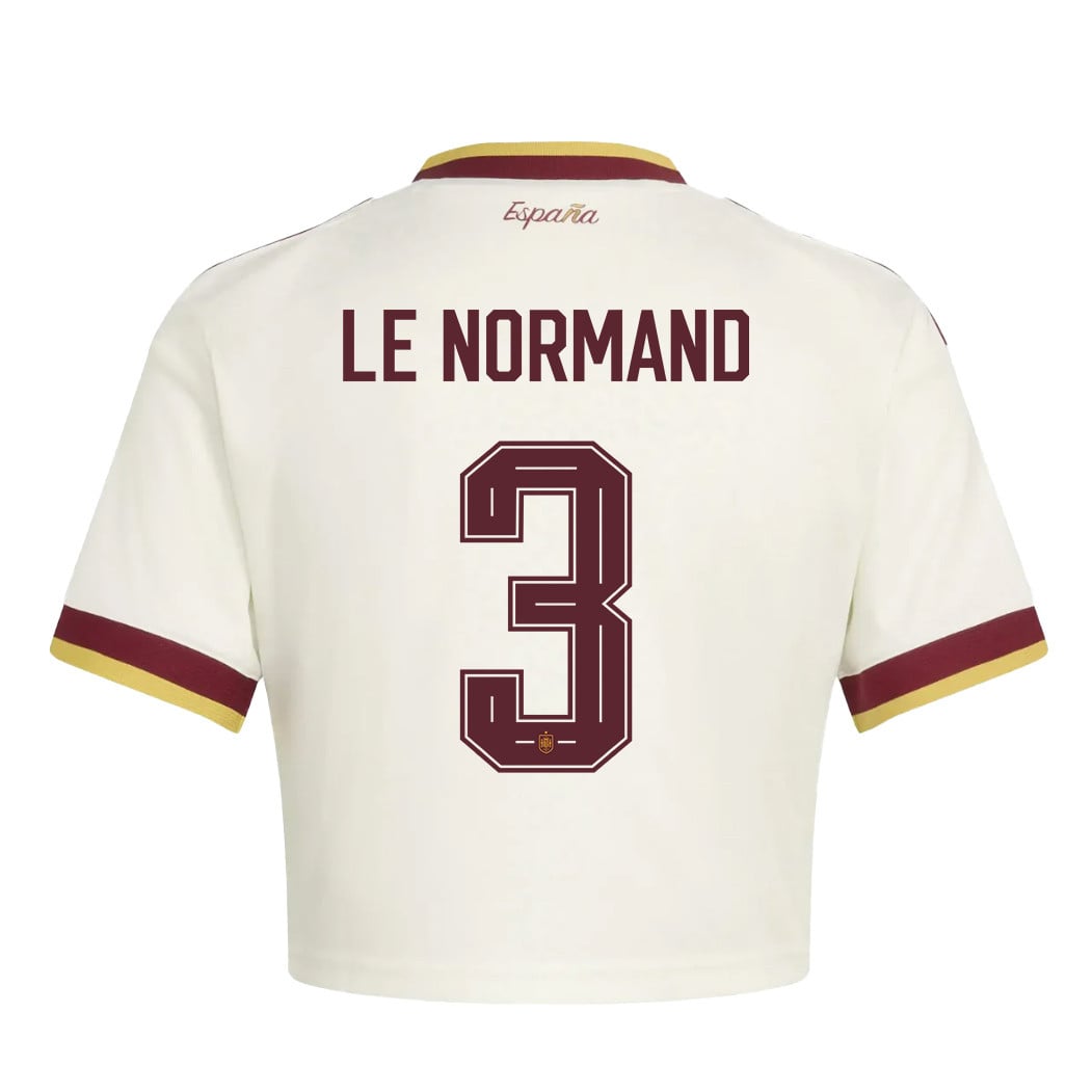Robin Le Normand 3 Spain 2026 Away Women's Cropped Jersey - White