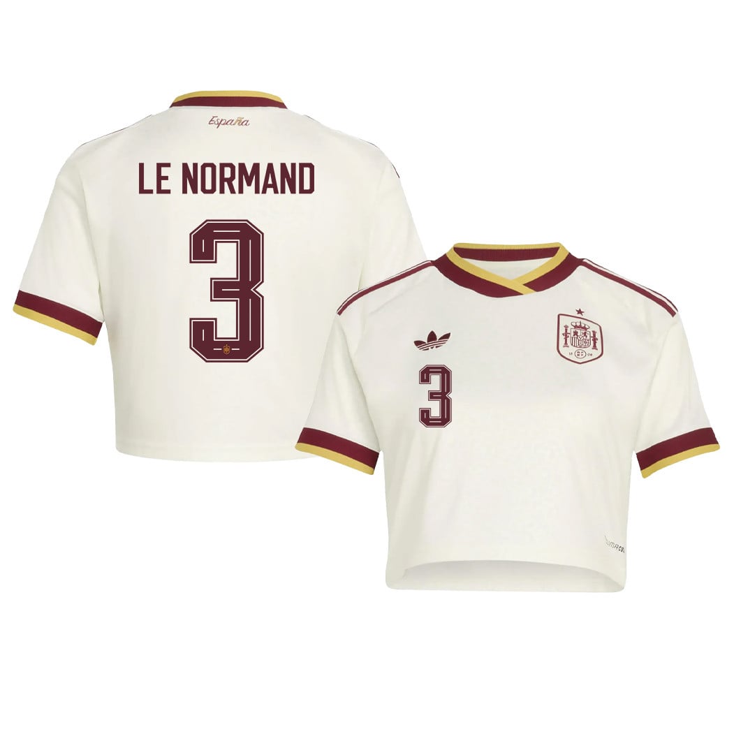 Robin Le Normand 3 Spain 2026 Away Women's Cropped Jersey - White