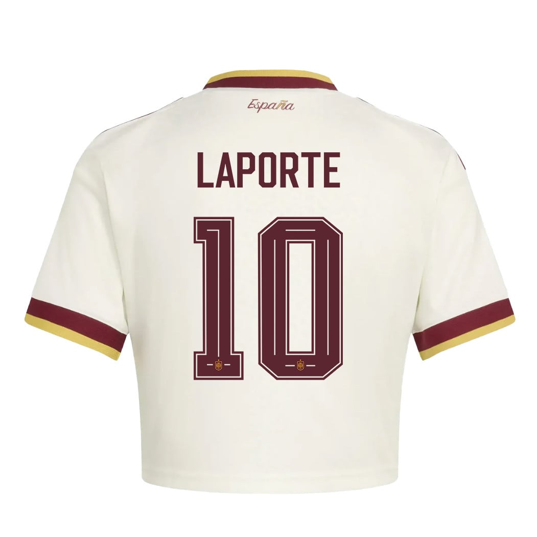 Aymeric Laporte 10 Spain 2026 Away Women's Cropped Jersey - White