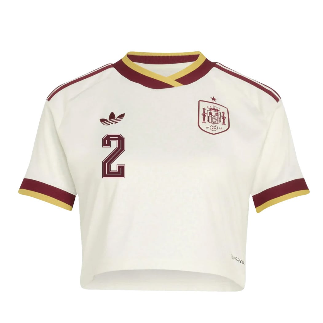 Pedro Porro 2 Spain 2026 Away Women's Cropped Jersey - White