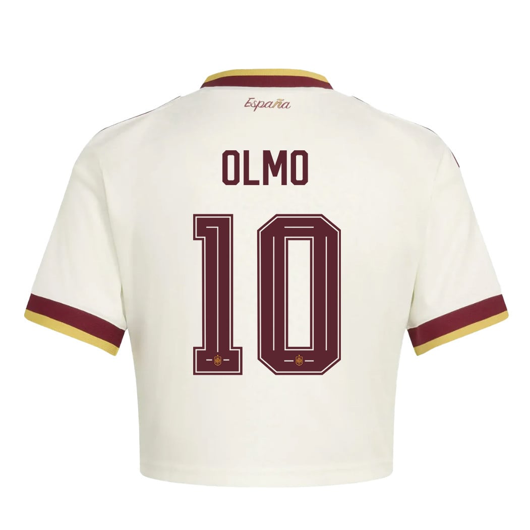 Dani Olmo 10 Spain 2026 Away Women's Cropped Jersey - White