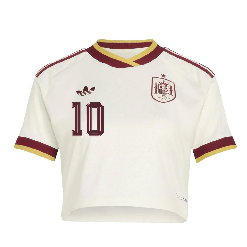 Dani Olmo 10 Spain 2026 Away Women's Cropped Jersey - White