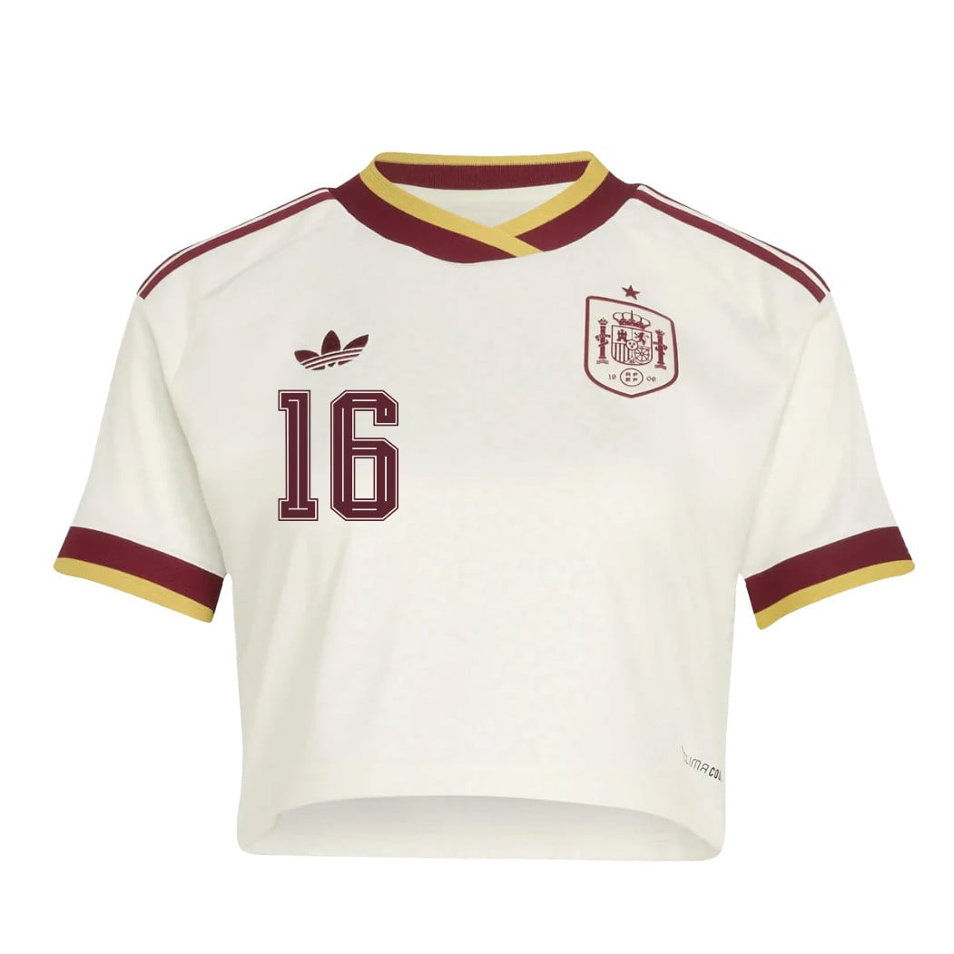 Mikel Oyarzabal 16 Spain 2026 Away Women's Cropped Jersey - White