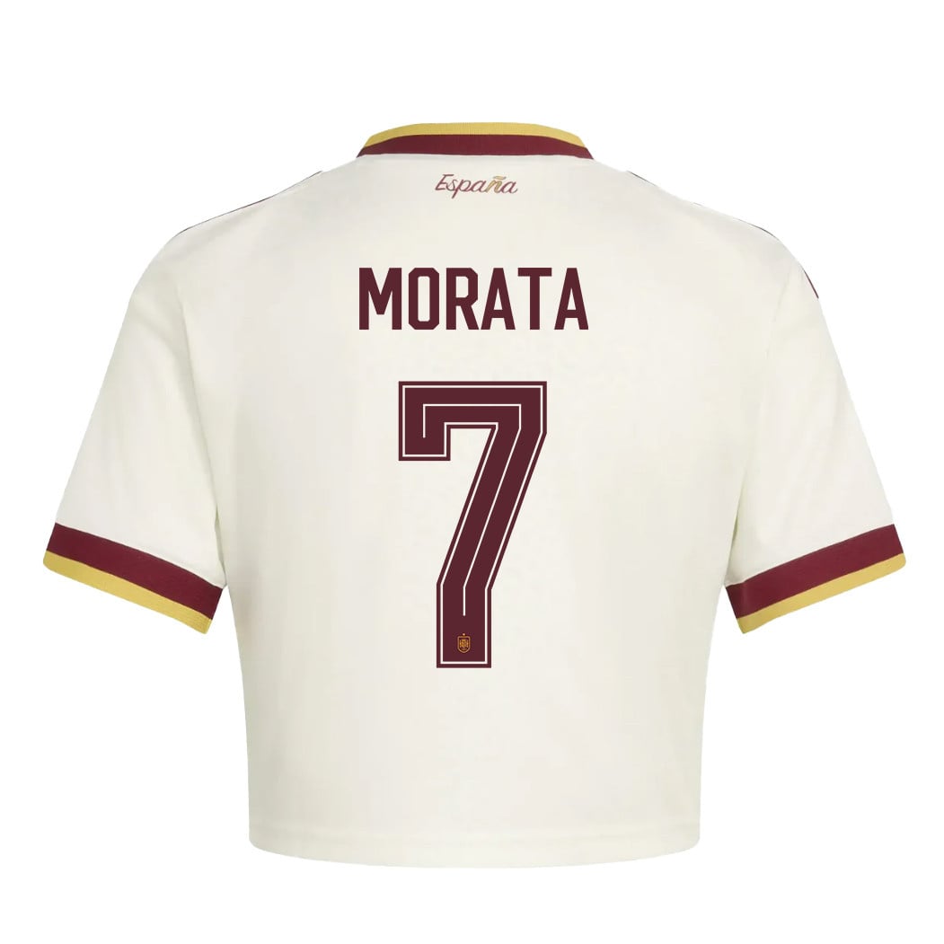 Álvaro Morata 7 Spain 2026 Away Women's Cropped Jersey - White