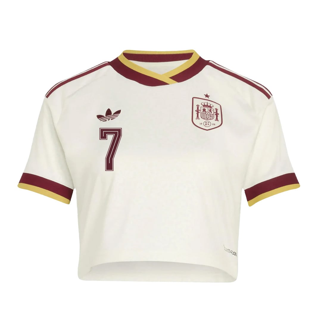 Álvaro Morata 7 Spain 2026 Away Women's Cropped Jersey - White