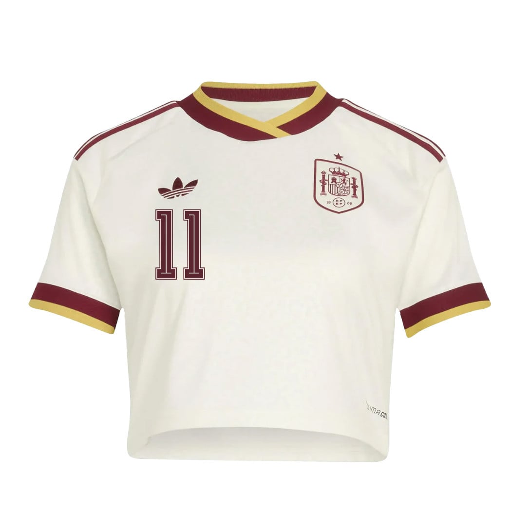 Ferran Torres 11 Spain 2026 Away Women's Cropped Jersey - White