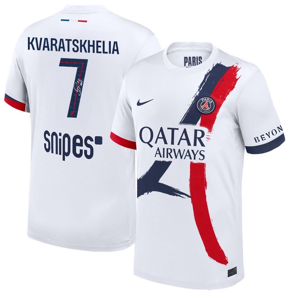Khvicha Kvaratskhelia 7 Signature Paris Saint-Germain 25/26 Away Men Jersey - White