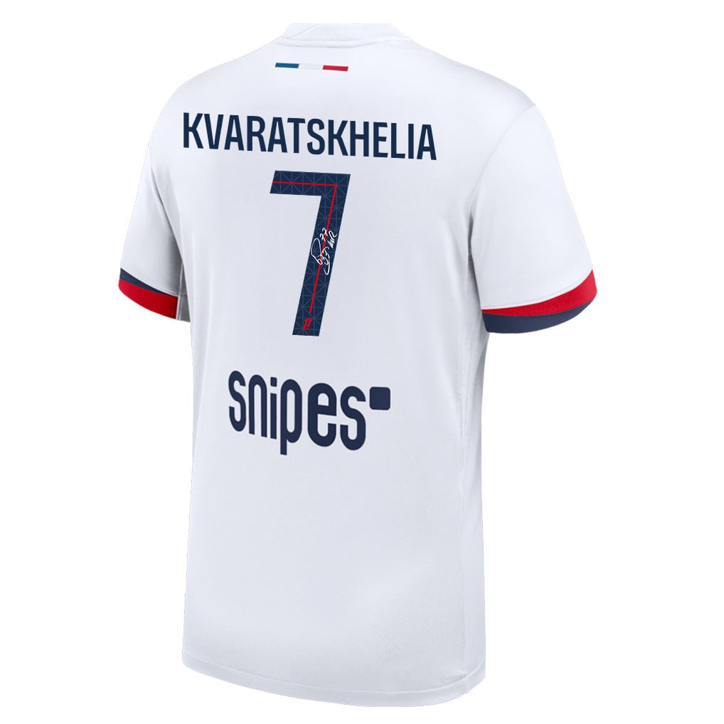 Khvicha Kvaratskhelia 7 Signature Paris Saint-Germain 25/26 Away Men Jersey - White
