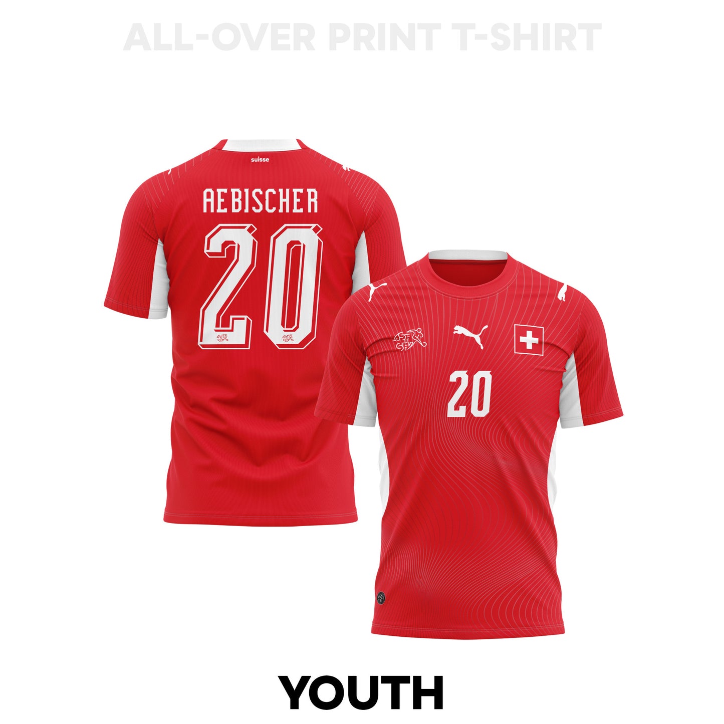 Michel Aebischer 20 Youth Switzerland 2026 Home 3D T-shirt Fully Printed – Red