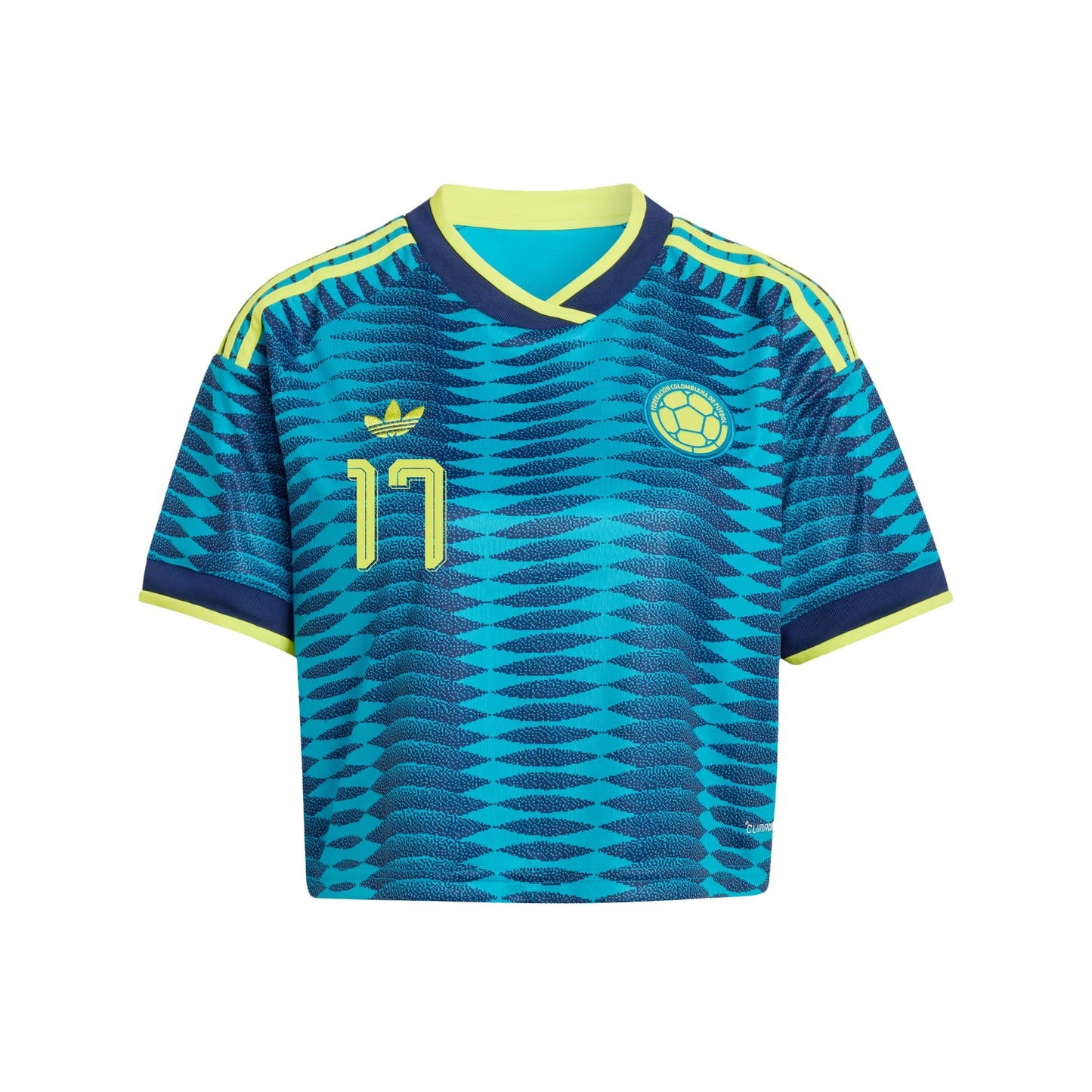 Johan Mojica 17 Colombia 2026 Away Women's Cropped Jersey - Turquoise