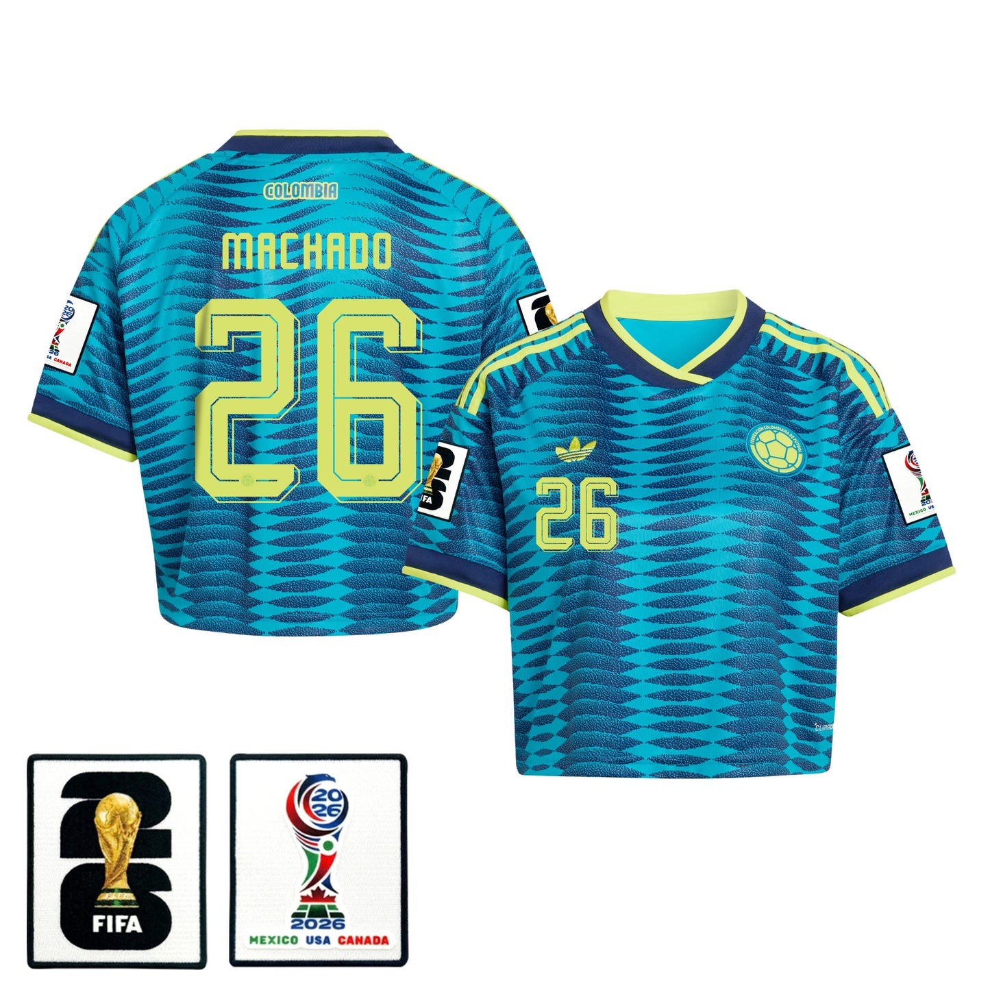 Deiver Machado 26 Colombia 2026 Away Women's Cropped Jersey - Turquoise