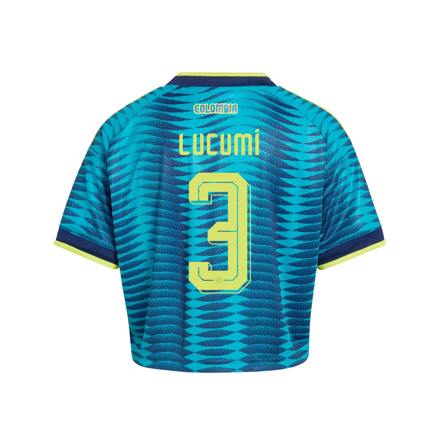 Jhon Lucumí 3 Colombia 2026 Away Women's Cropped Jersey - Turquoise