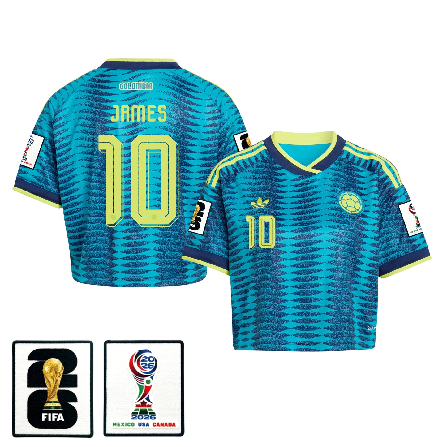 James Rodriguez 10 Colombia 2026 Away Women's Cropped Jersey - Turquoise