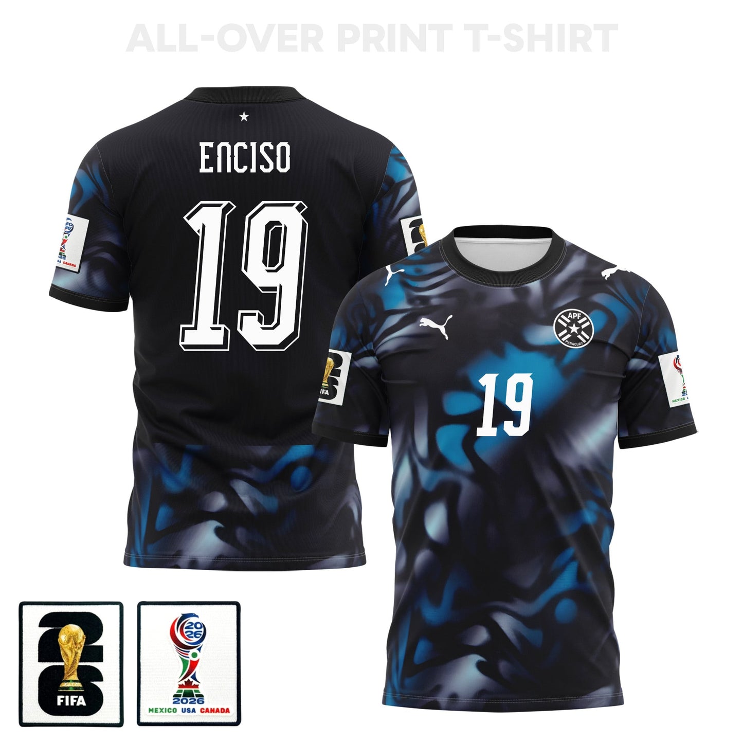 Julio Enciso 19 Paraguay 2026 Away 3D T-Shirt Fully Printed – Unisex, Navy