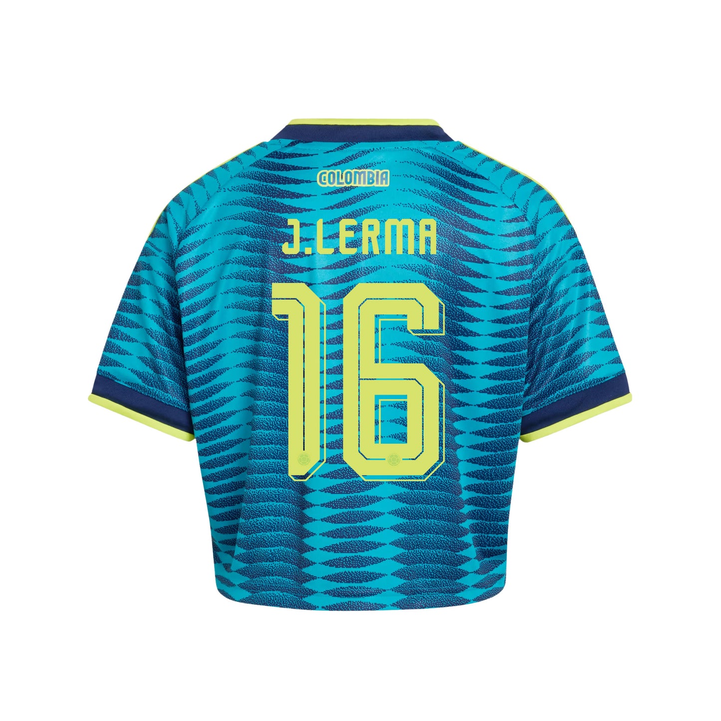 Jefferson Lerma 16 Colombia 2026 Away Women's Cropped Jersey - Turquoise