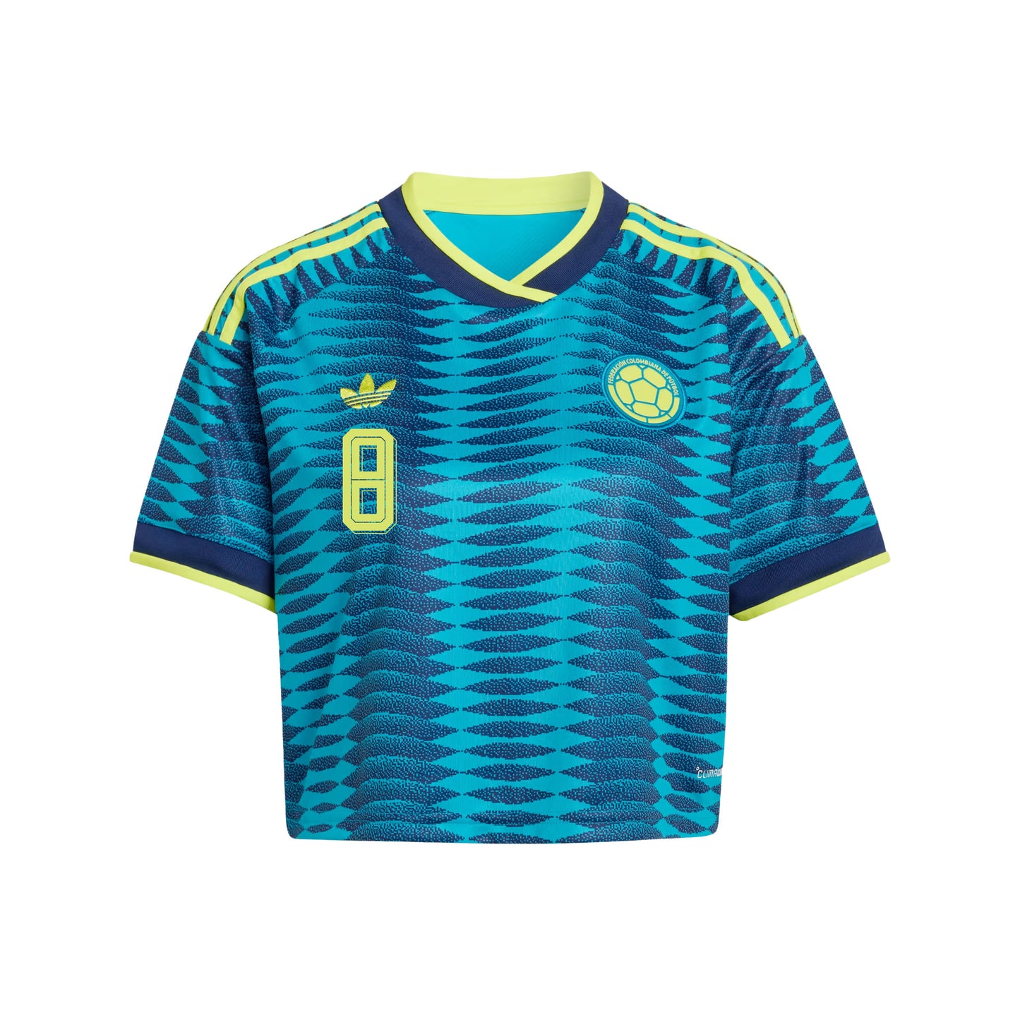 Jorge Carrascal 8 Colombia 2026 Away Women's Cropped Jersey - Turquoise