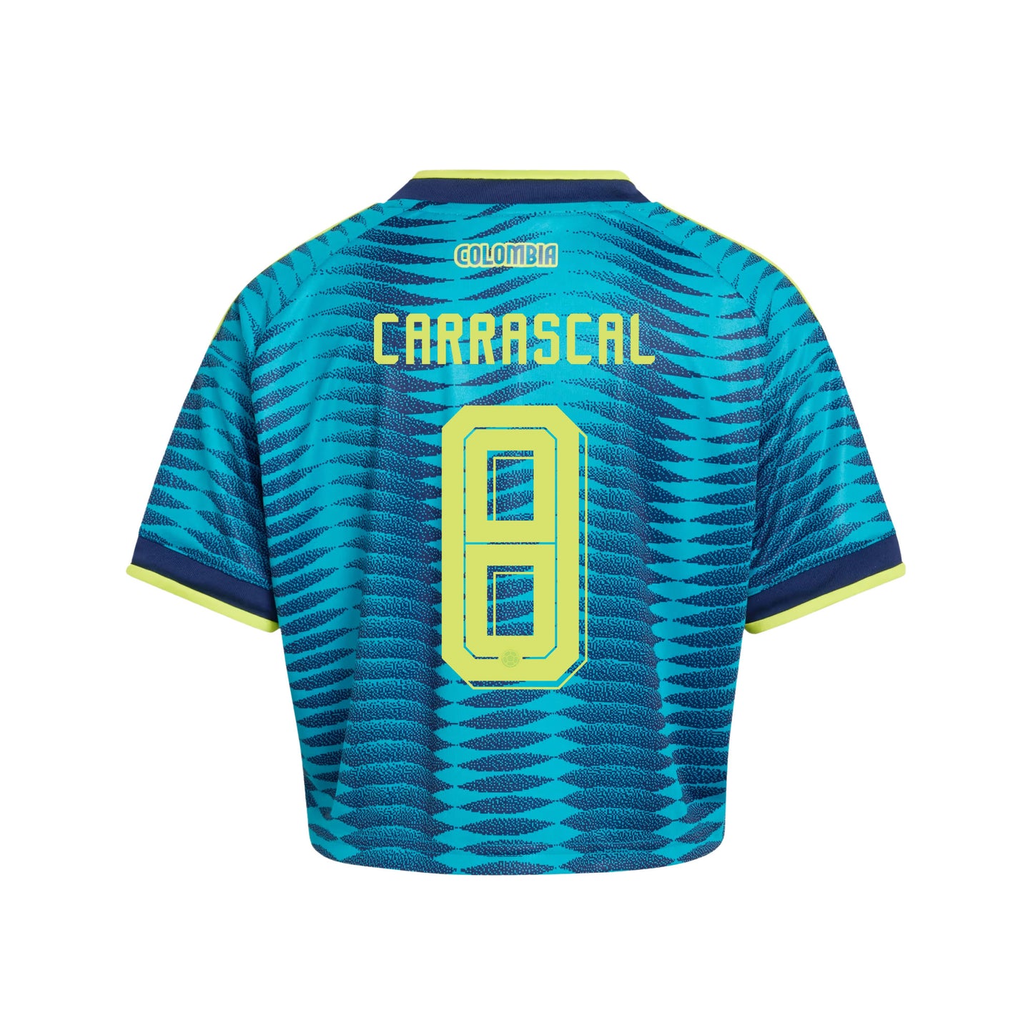 Jorge Carrascal 8 Colombia 2026 Away Women's Cropped Jersey - Turquoise