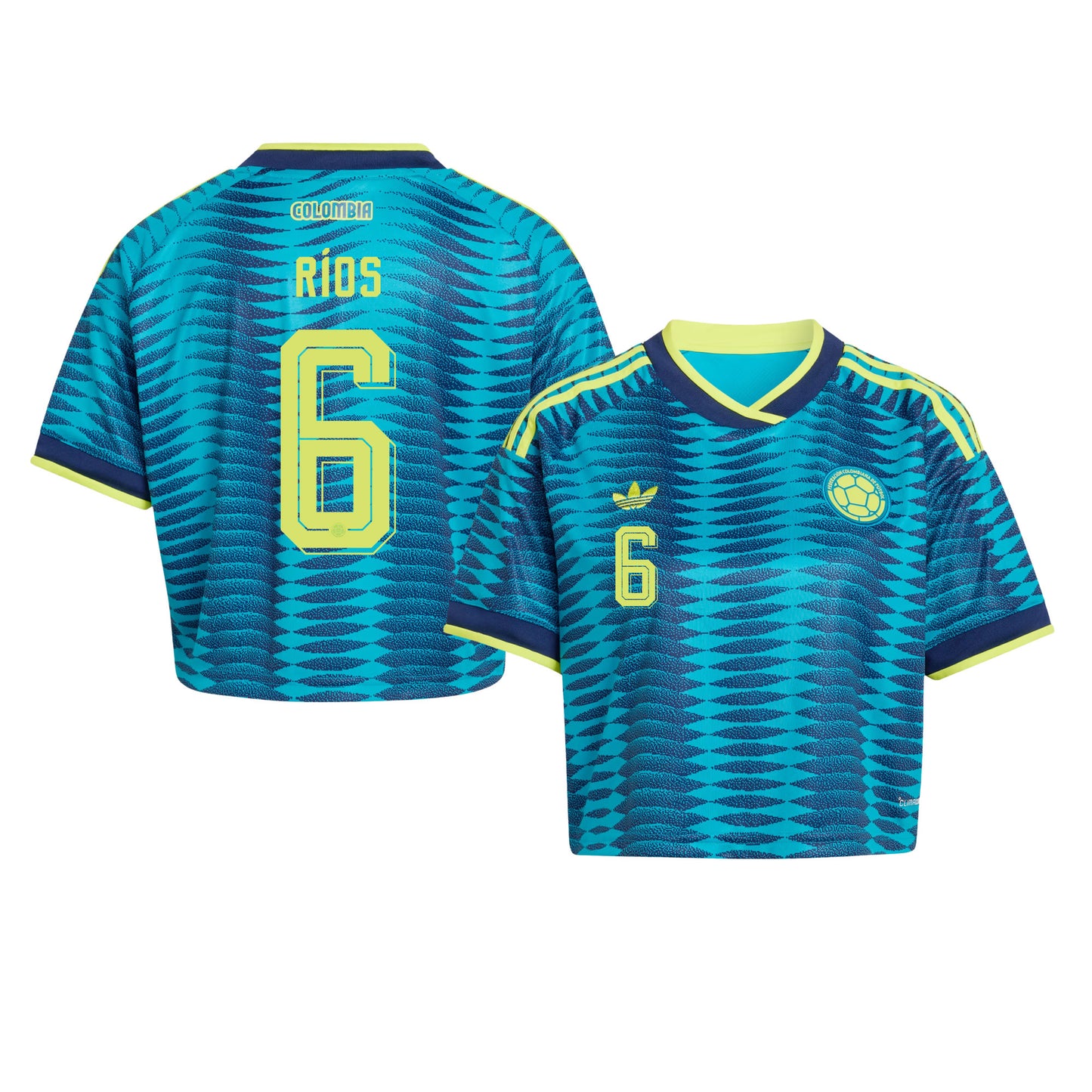 Richard Ríos 6 Colombia 2026 Away Women's Cropped Jersey - Turquoise