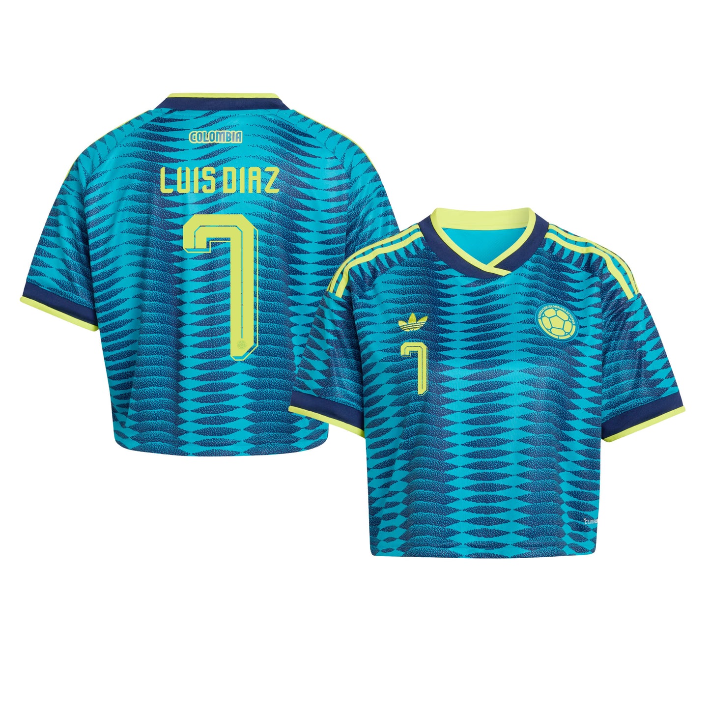 Luis Diaz 7 Colombia 2026 Away Women's Cropped Jersey - Turquoise